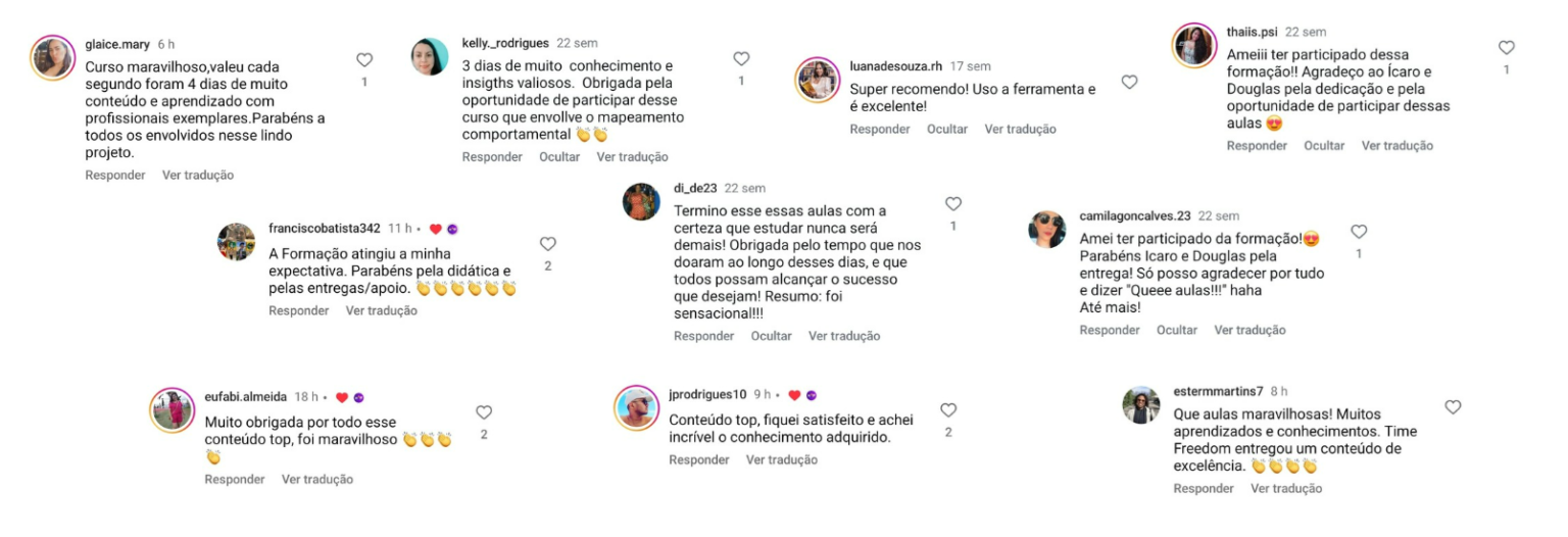 Depoimentos dos alunos da Formação DISC